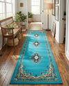 Tabriz Tapestry Collection Area Rug - Azerbaijan (Turquoise) Runner Turquoise  lifestyle 45
