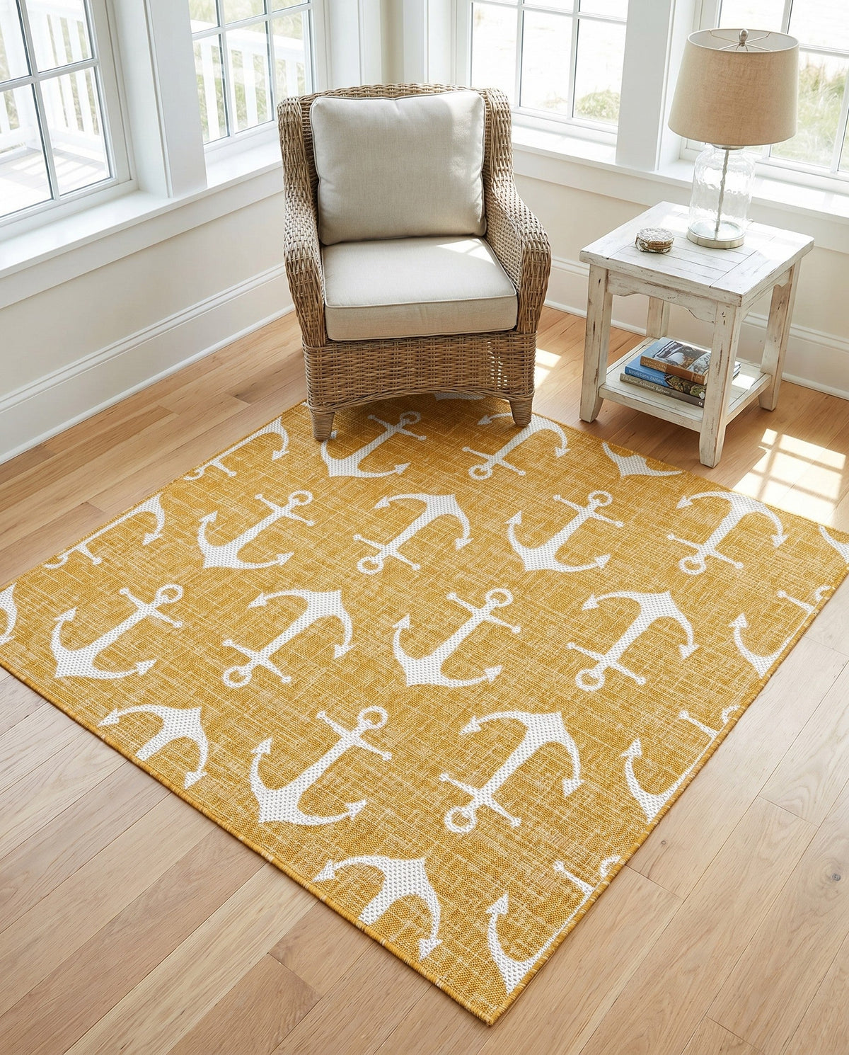 Seaside Haven Rugs Collection Area Rug - Sapphire (Yellow) Square Yellow  lifestyle 93