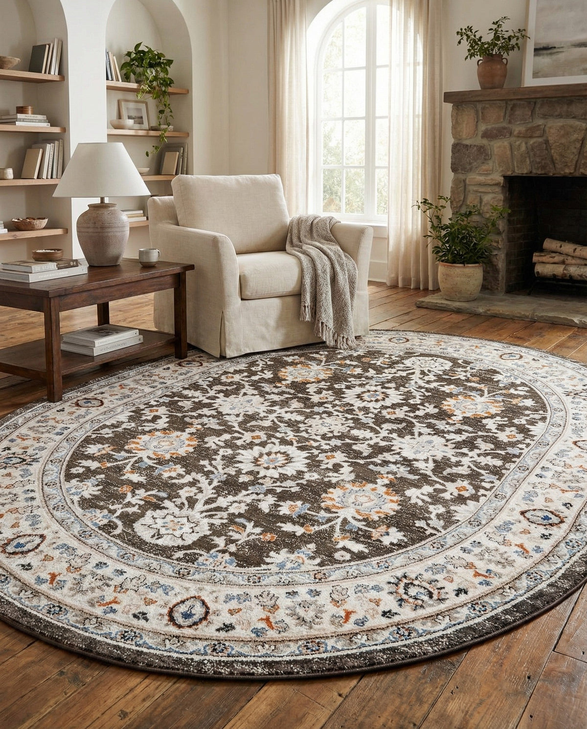 Savannah Elegance Collection Area Rug - Augusta (Fume Gray) Oval Fume Gray  lifestyle 88