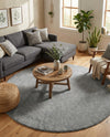 Solid Shag Seaside Collection Area Rug - Azure Cove (Gray) Round Gray  lifestyle 58