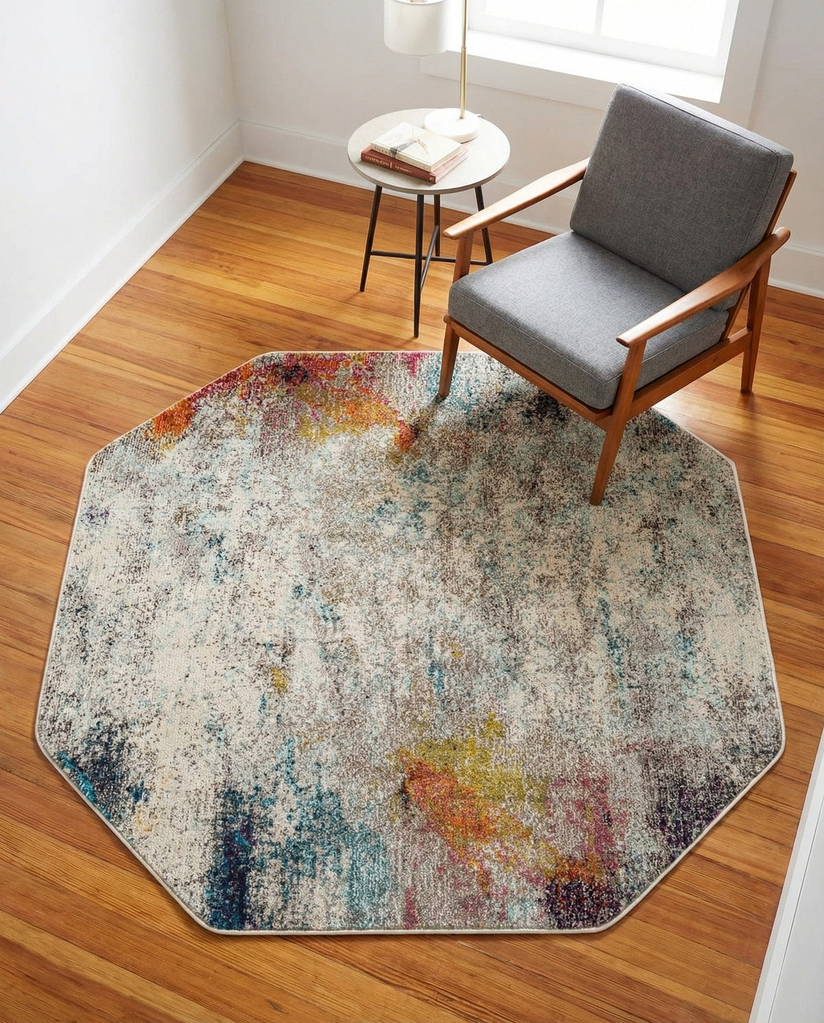 Chromatic Oasis Collection Area Rug -  Azure Octagon Beige  lifestyle 103