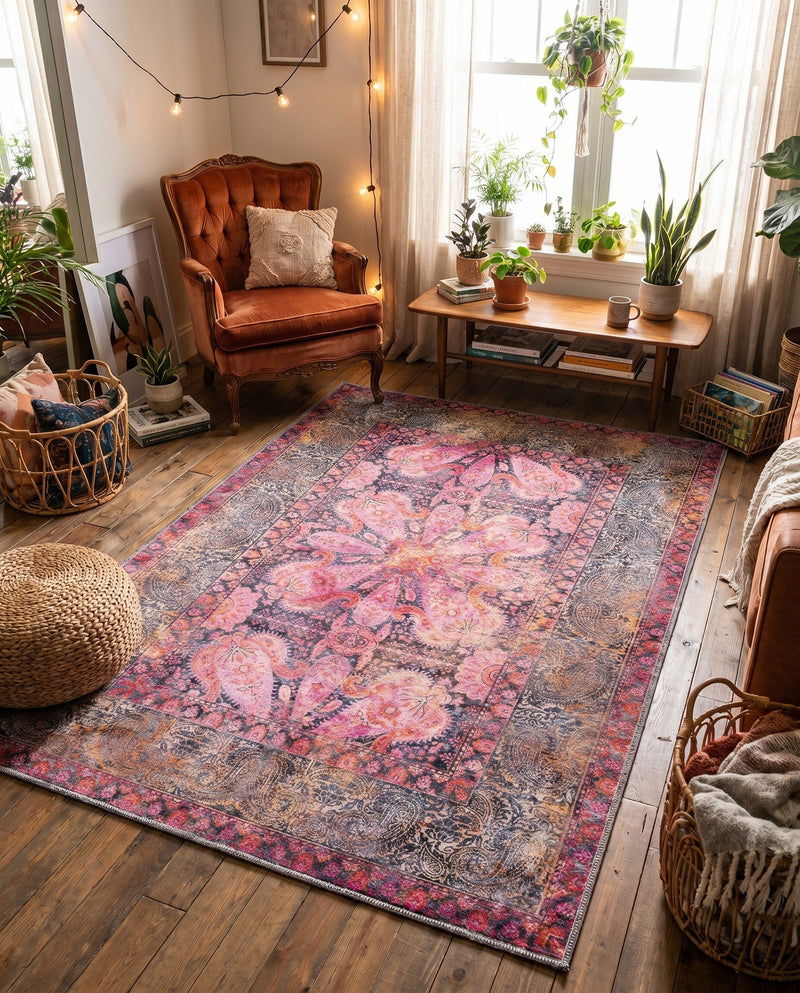 Maranta Collection Area Rug - Paramaribo Rectangle Pink  lifestyle 3