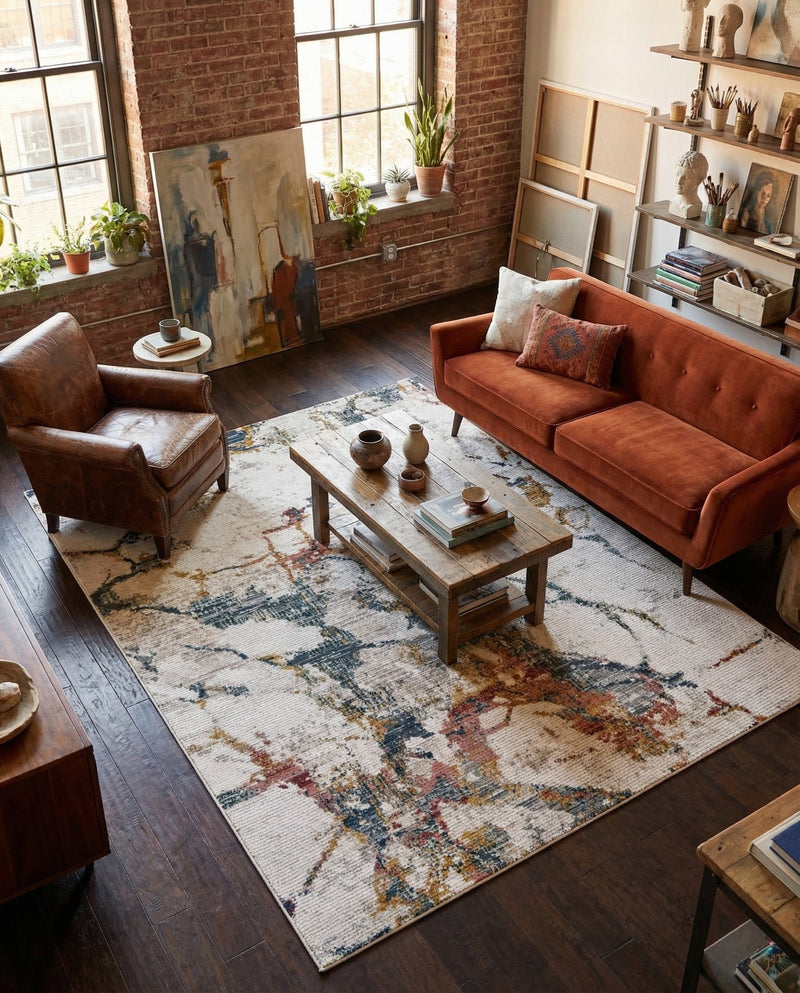 Jewel Oasis Collection Area Rug -  Opaline Rectangle White Navy  lifestyle 13