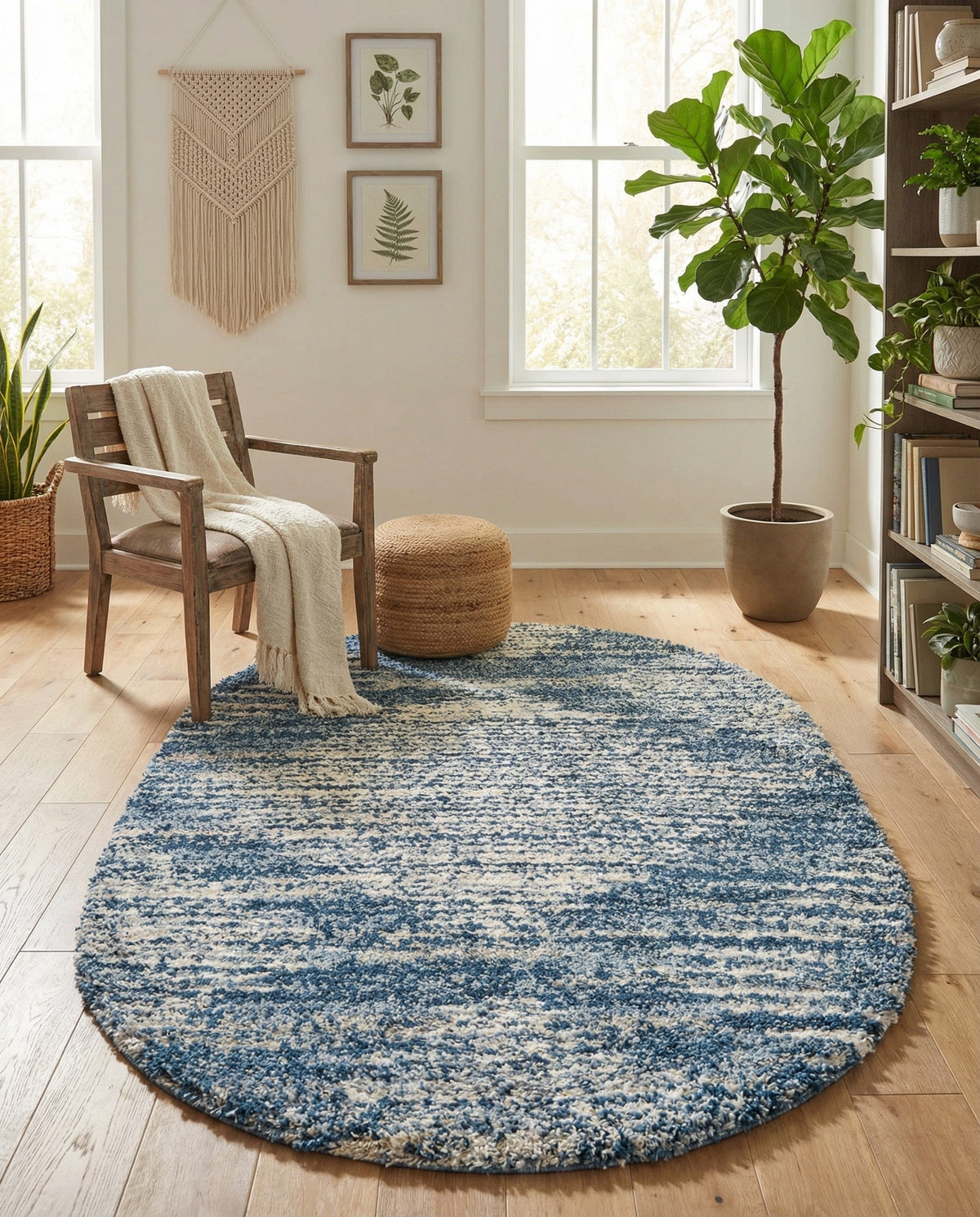 Tranquil Tides Shag Collection Area Rug -  Azure Oval Blue  lifestyle 164