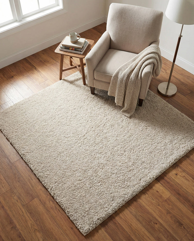 Cozy Comfort Shag Collection Area Rug - Haven (Oatmeal Beige) Square Oatmeal Beige  lifestyle 66