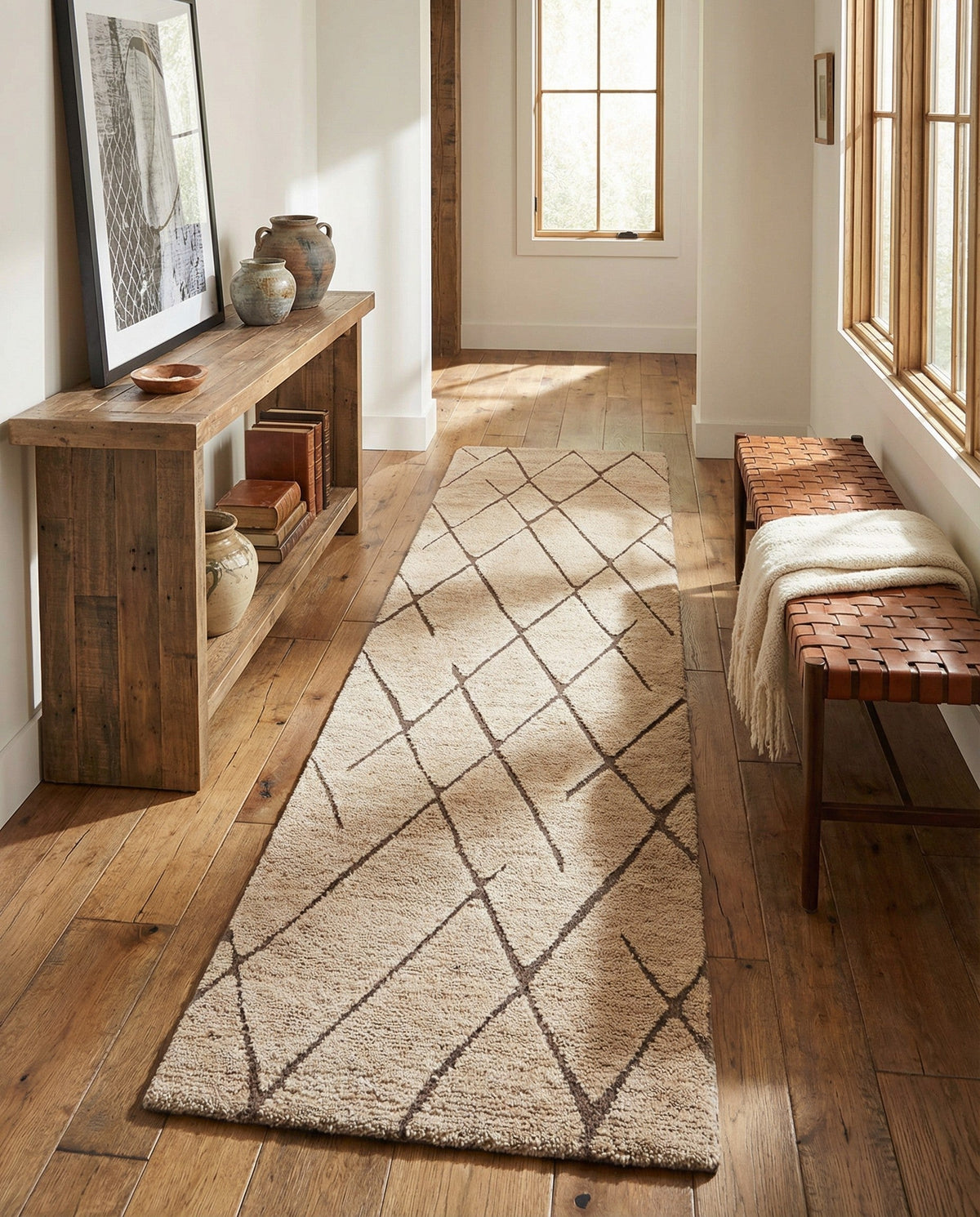 Sahara Berber Wool Collection Area Rug - Marrakesh Runner Camel Brown  lifestyle 134