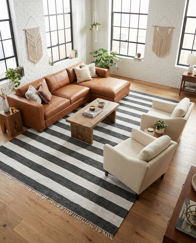 Tassel Trail Collection Area Rug - Pathway (Navy Blue) Rectangle Navy Blue  lifestyle 24