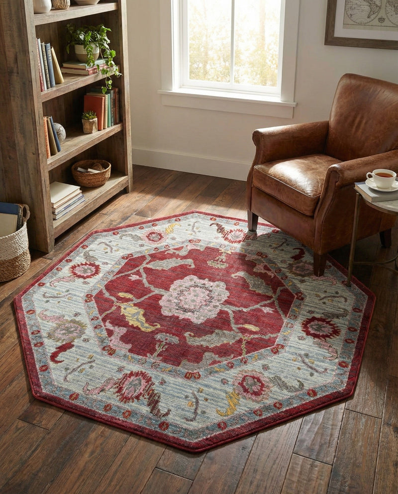 Arcadia Rugs Collection Area Rug - Eden (Red) Octagon Red  lifestyle 36
