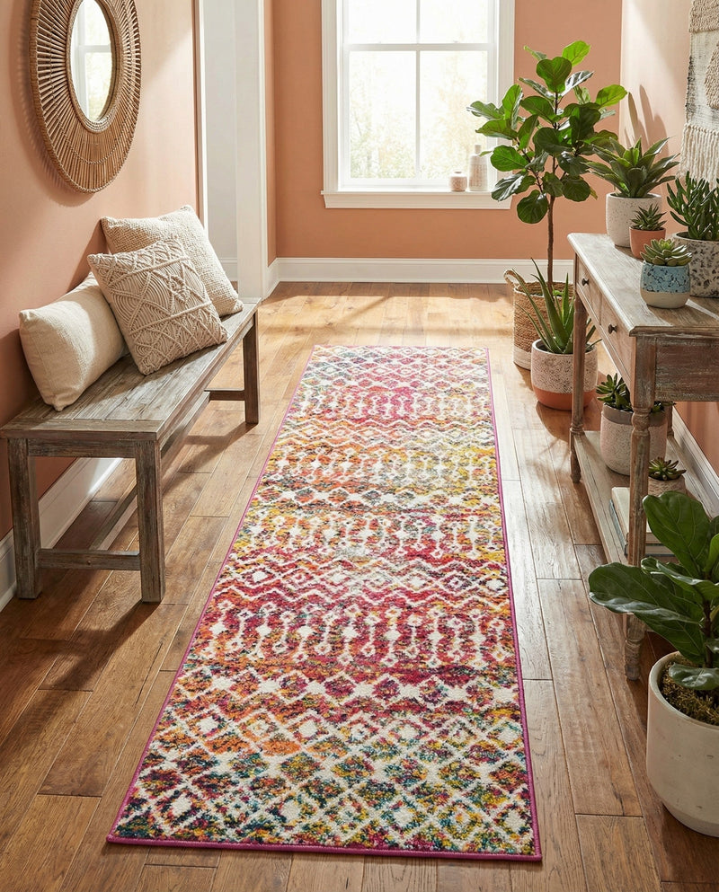 Mediterranean Lattice Collection Area Rug - Santorini (Multi) Runner Multi  lifestyle 44