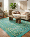 Baroque Era Collection Area Rug - Versailles (Spring Green) Rectangle Spring Green  lifestyle 4
