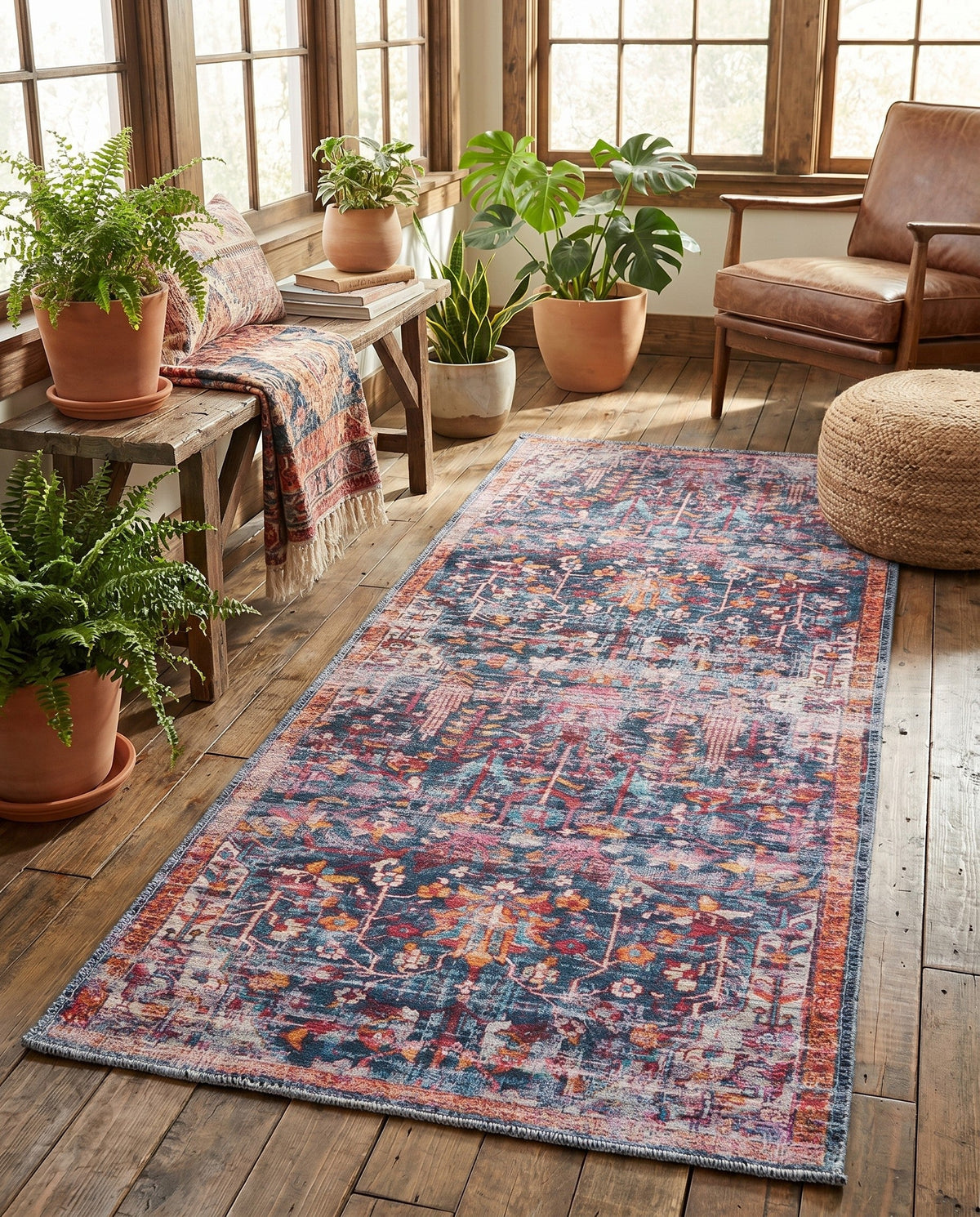 Zahara Oasis Collection Area Rug -  Nador Runner Navy Blue  lifestyle 80