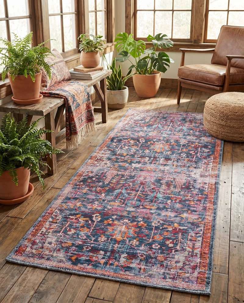 Zahara Oasis Collection Area Rug -  Nador Runner Navy Blue  lifestyle 80