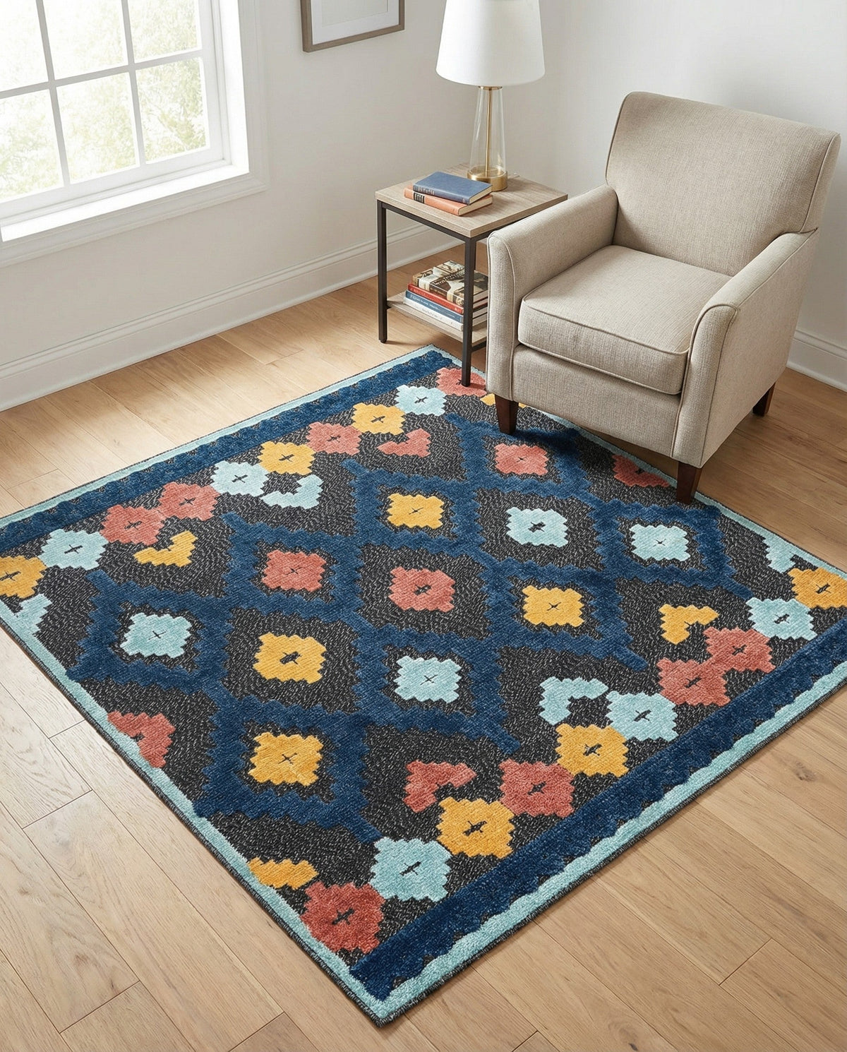Caribbean Terrace Collection Area Rug -  Tobago Square Charcoal  lifestyle 115