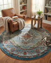 Savannah Soiree Collection Area Rug - Serengeti (Blue) Round Blue  lifestyle 56