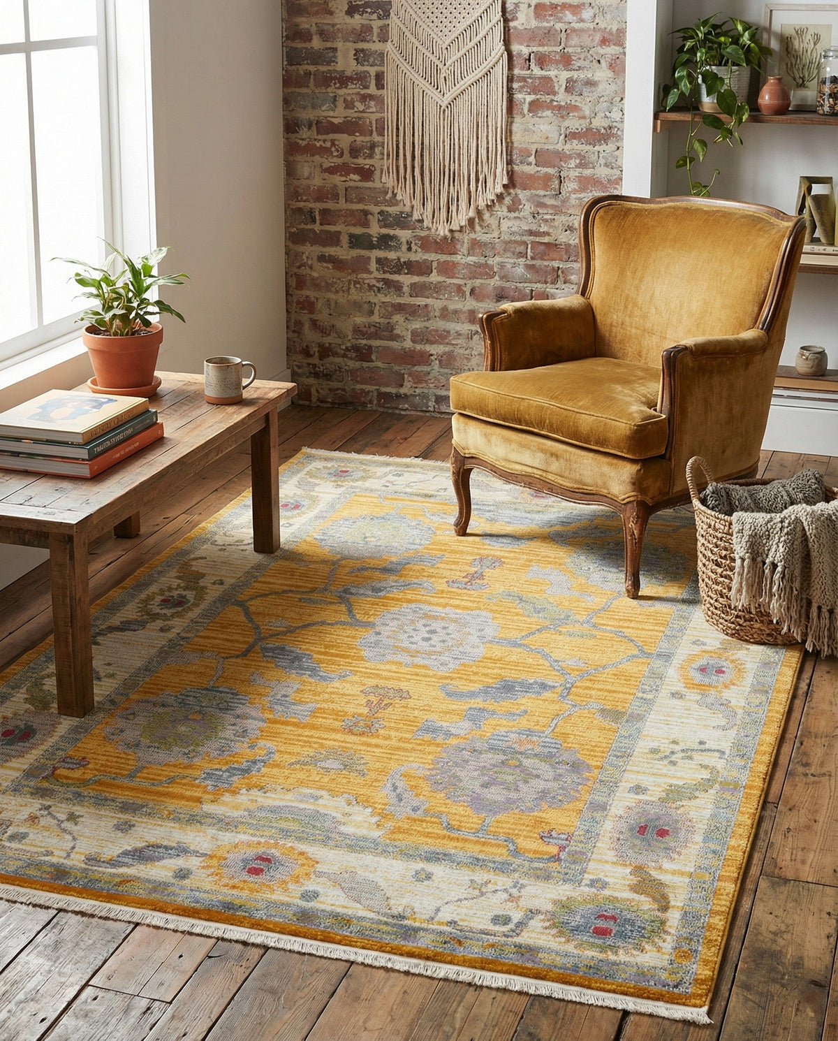 Arcadia Rugs Collection Area Rug - Eden (Yellow) Rectangle Yellow  lifestyle 24