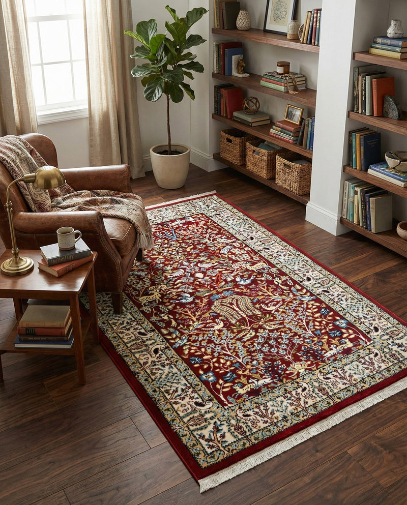 Persian Elegance Collection Area Rug -  Kerman (Burgundy) Rectangle Burgundy  lifestyle 5