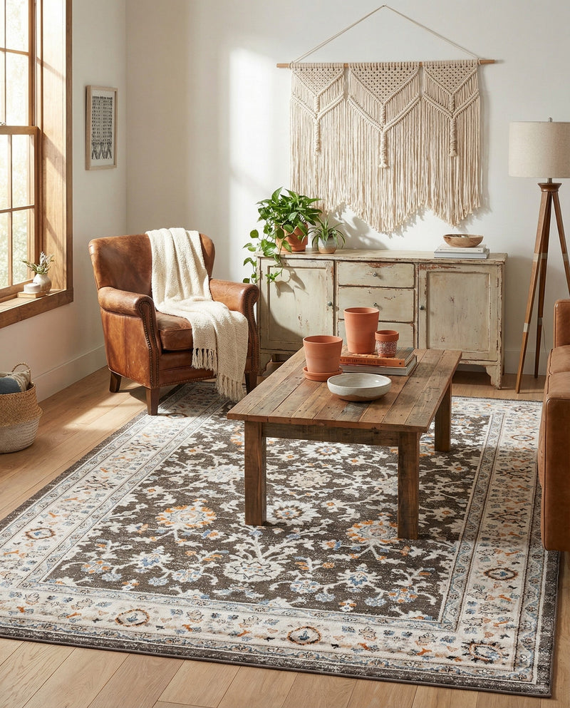 Savannah Elegance Collection Area Rug - Augusta (Fume Gray) Rectangle Fume Gray  lifestyle 9