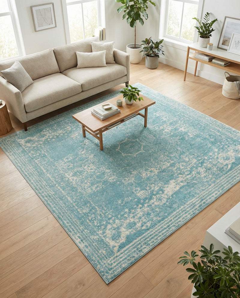 Dover Terrace Collection Area Rug -  Lagoon (Aqua) Square Aqua  lifestyle 68
