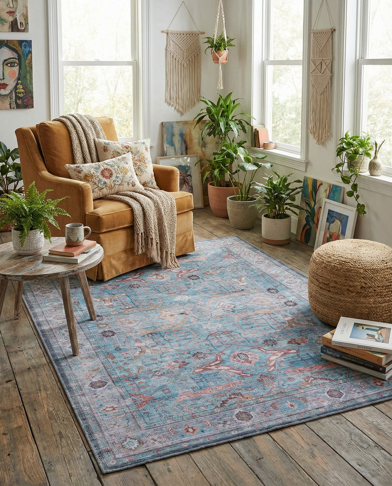 Zahara Oasis Collection Area Rug -  Marrakech Rectangle Blue  lifestyle 16