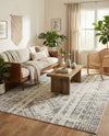 Brighton Stripes Collection Area Rug - Sussex (Ivory and Gray) Rectangle Ivory and Gray  lifestyle 19