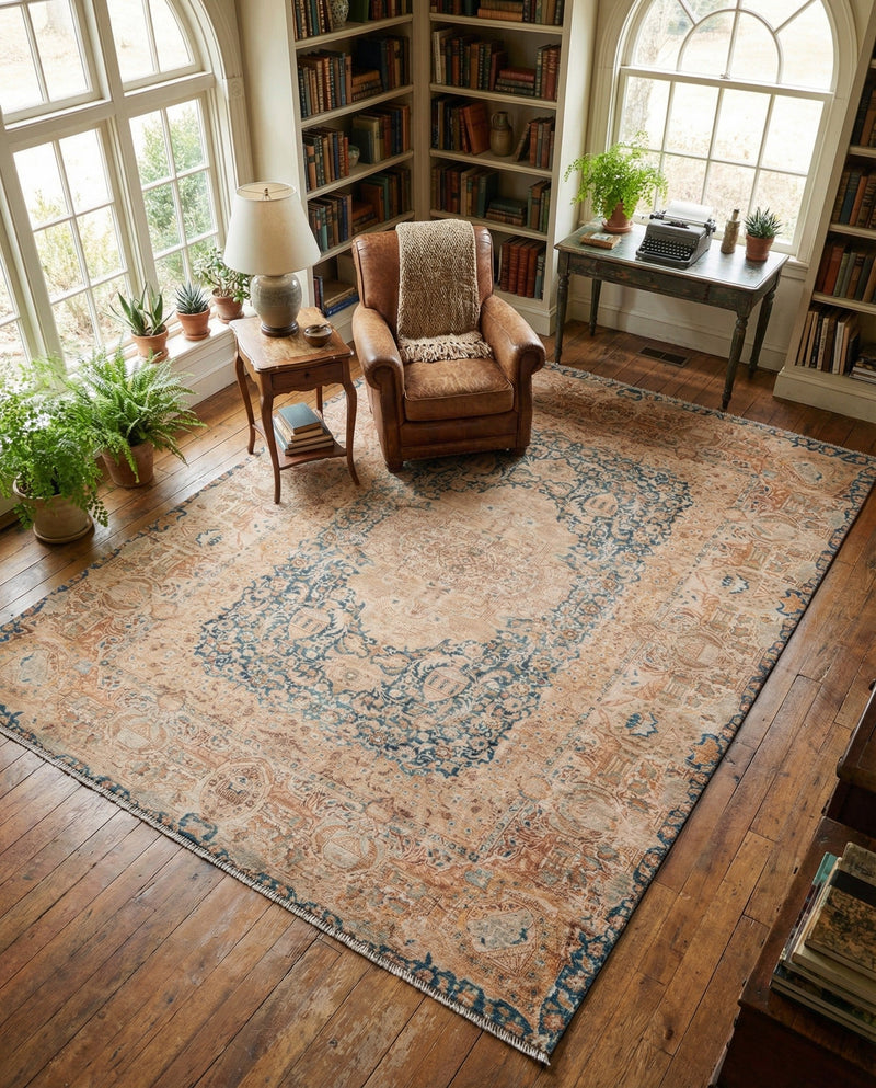 Bazaar Chic Collection Area Rug -  Kenitra Rectangle Blue and Ivory  lifestyle 7