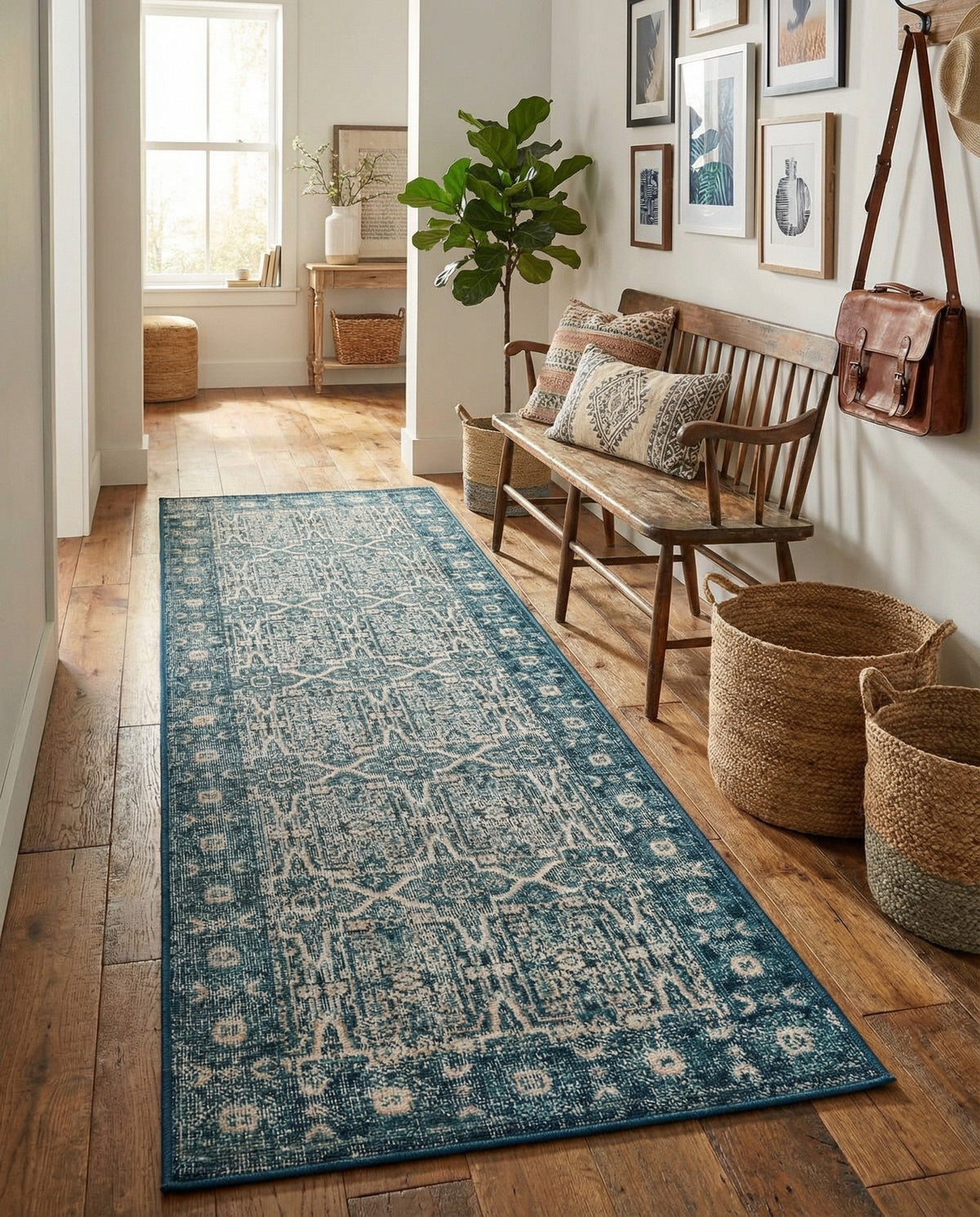 Geneva Terrace Collection Area Rug -  Nyon Runner Blue  lifestyle 105
