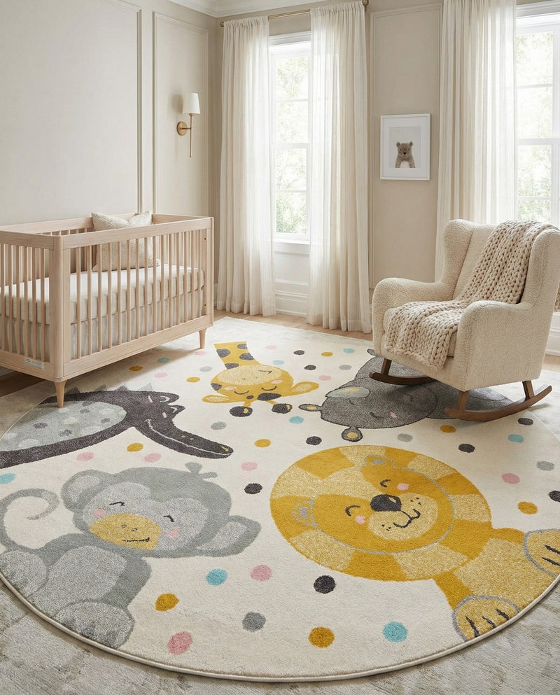 Wonder Tykes Collection Area Rug -  Whirlpool Round Ivory  lifestyle 10
