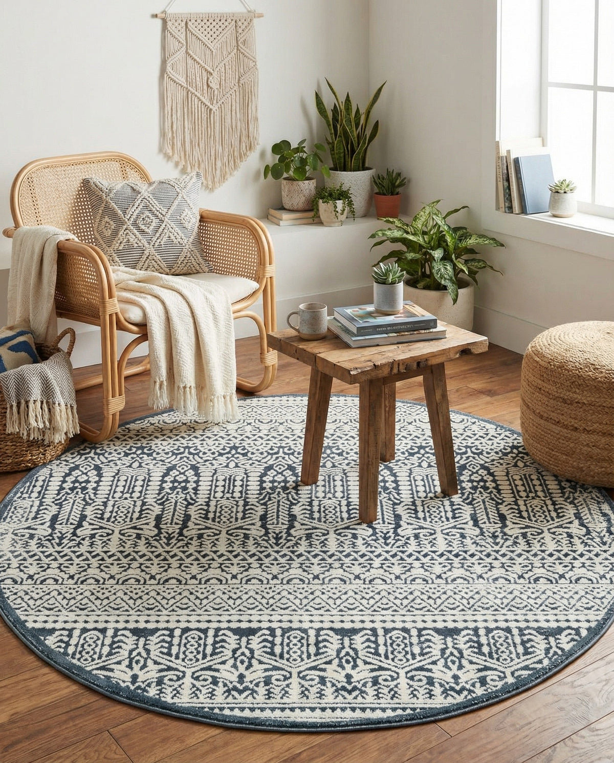 Metro Heights Collection Area Rug -  Chelsea Round Blue  lifestyle 104