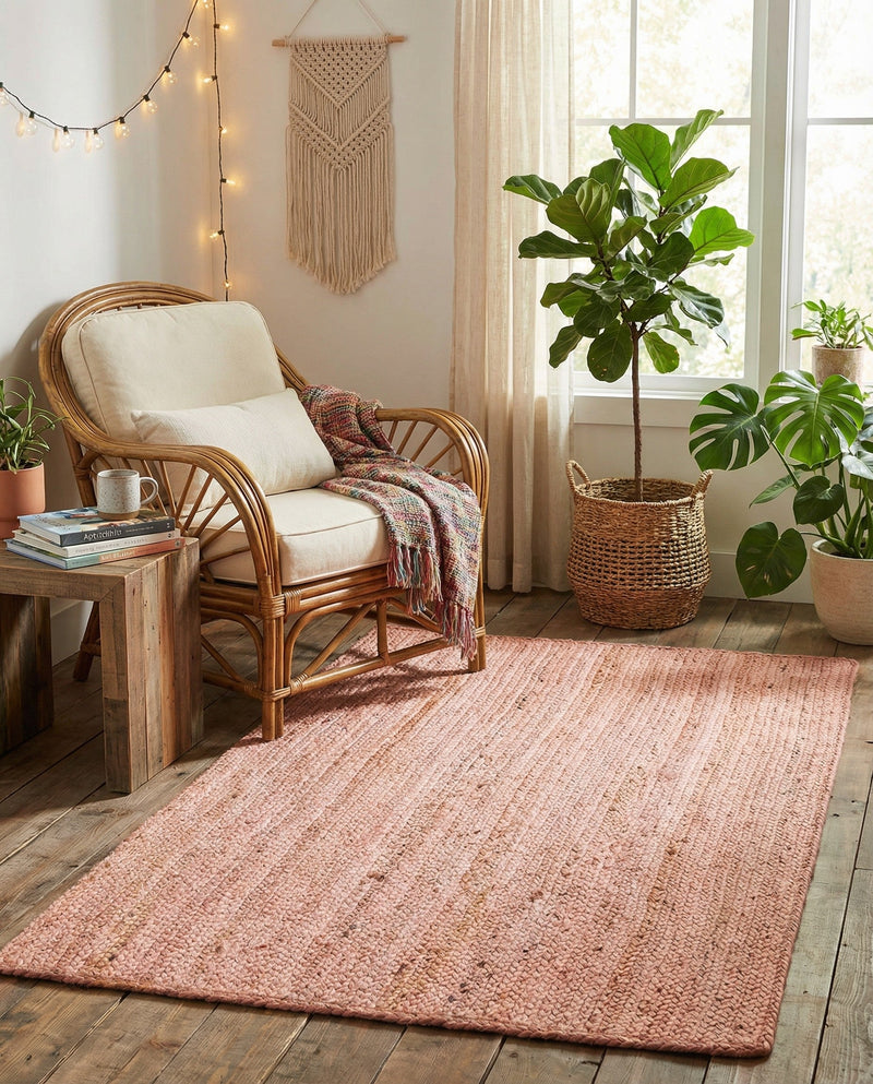 Woven Seaside Jute Collection Area Rug - Savannah (Light Pink) Rectangle Light Pink  lifestyle 23