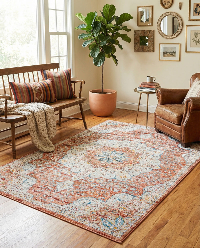 Coastal Haven Collection Area Rug - Seabreeze (Red) Rectangle Red  lifestyle 11