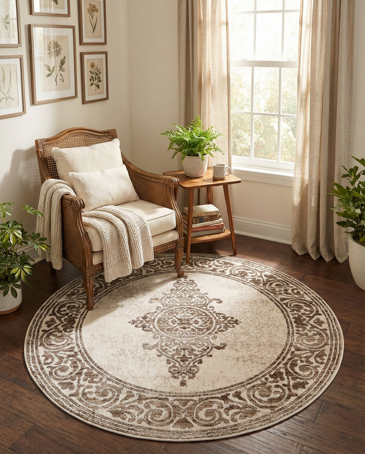 Sanctuary Retreat Collection Area Rug - Haven Round Chocolate Brown  lifestyle 182