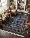Samarkand Elegance Collection Area Rug -  Margilan (Blue) Rectangle Blue  lifestyle 8