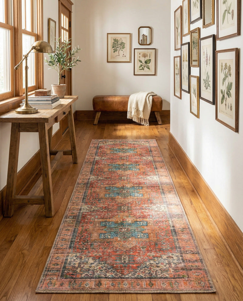 Heritage Elegance Collection Area Rug -  Windsor (Rust Red) Runner Rust Red  lifestyle 81