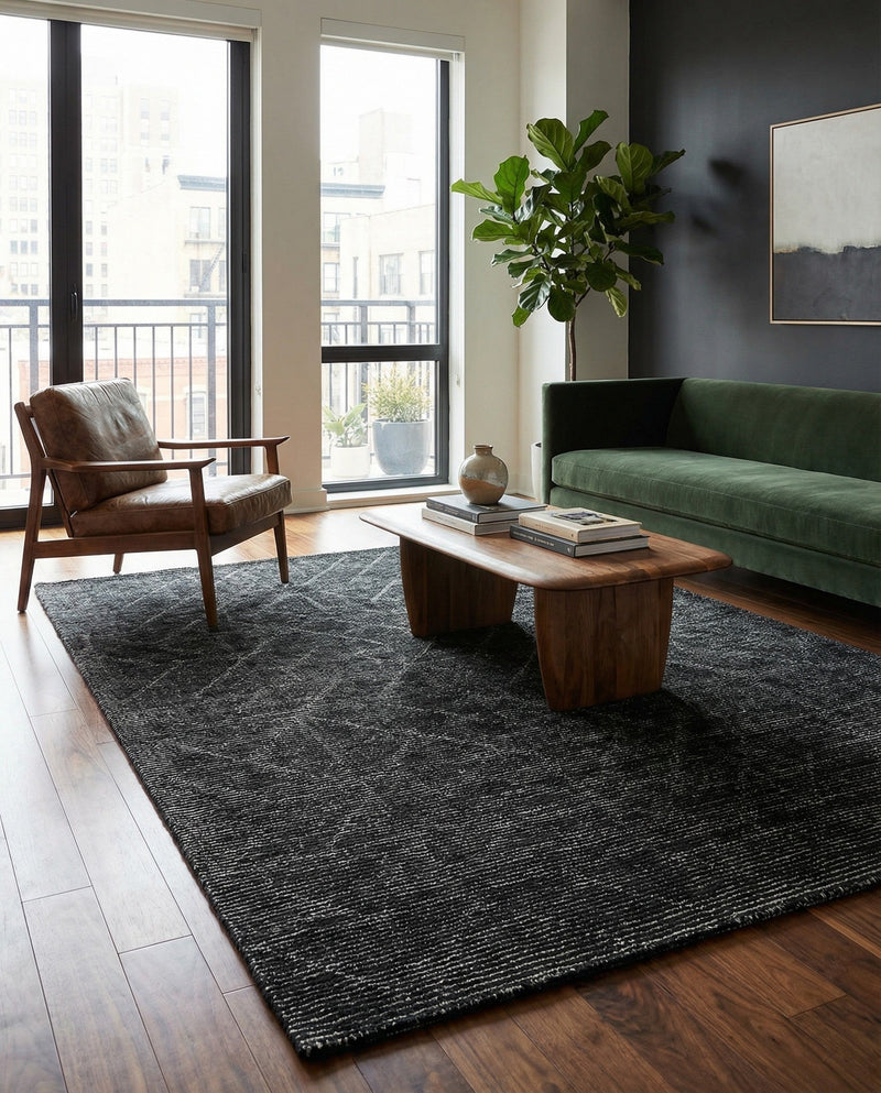 Nordic Loom Geometric Collection Area Rug - Oslo Rectangle Jet Black  lifestyle 36