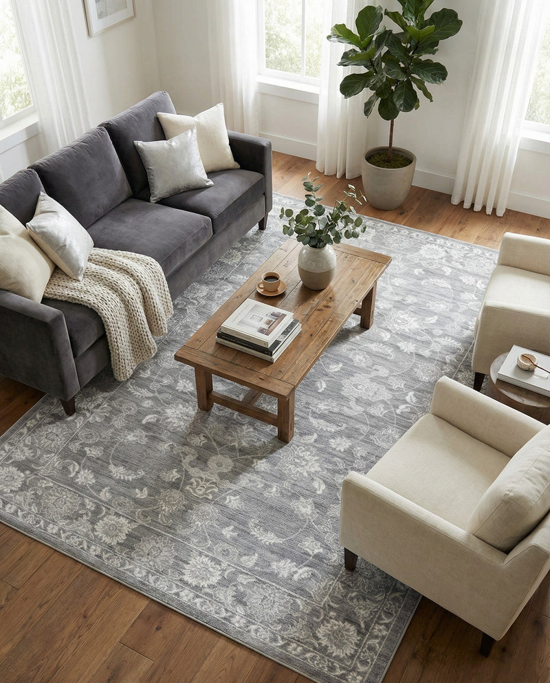 Charleston Elegance Collection Area Rug -  Seaport (Gray) Rectangle Gray  lifestyle 8