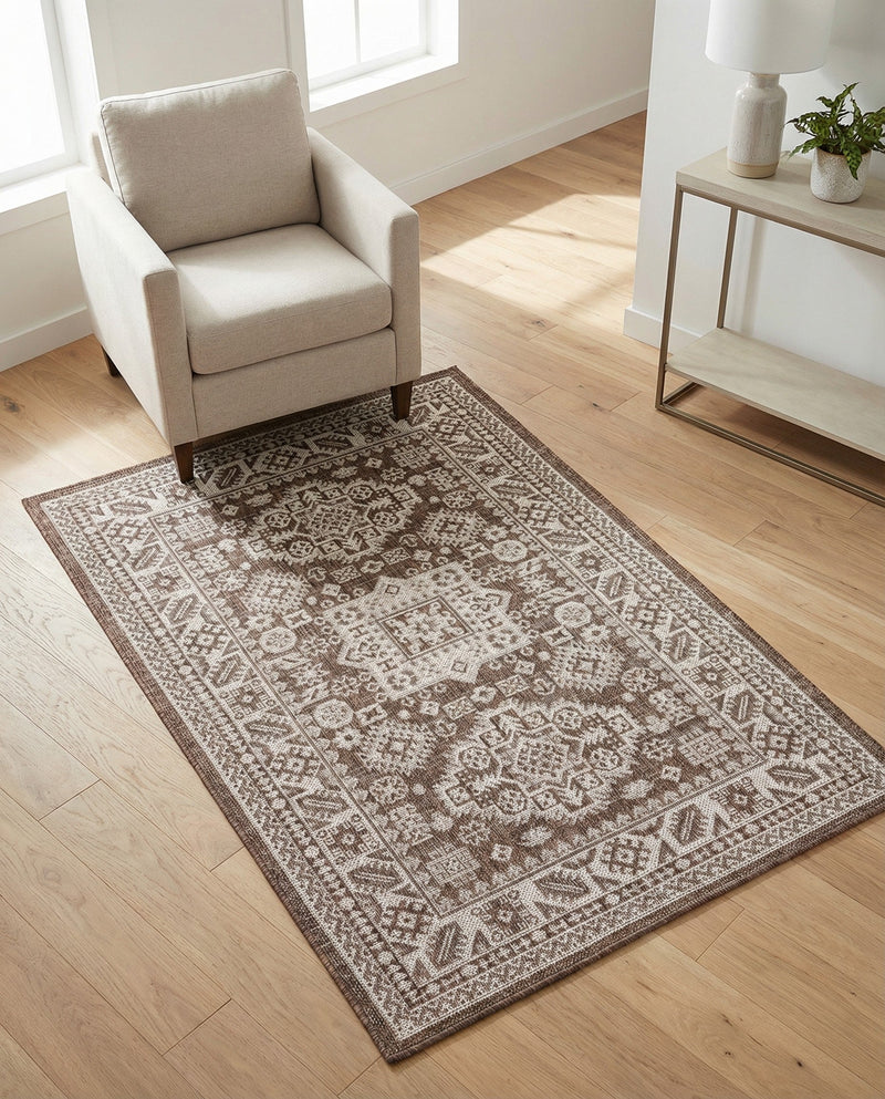 Tribal Terrace Treasures Collection Area Rug -  Incan Isle (Brown) Rectangle Brown  lifestyle 33