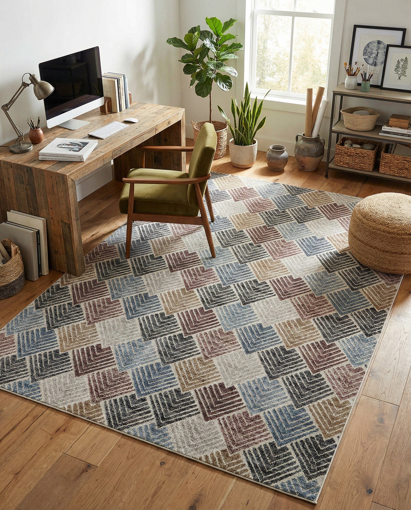 Geo Garden Lattice Collection Area Rug -  Casablanca Rectangle Multi  lifestyle 35