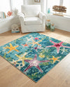 Sorrento Shores Collection Area Rug - Positano Square Navy Blue  lifestyle 45