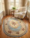 Versailles Elegance Collection Area Rug -  Louveciennes (Light Blue) Oval Light Blue  lifestyle 68