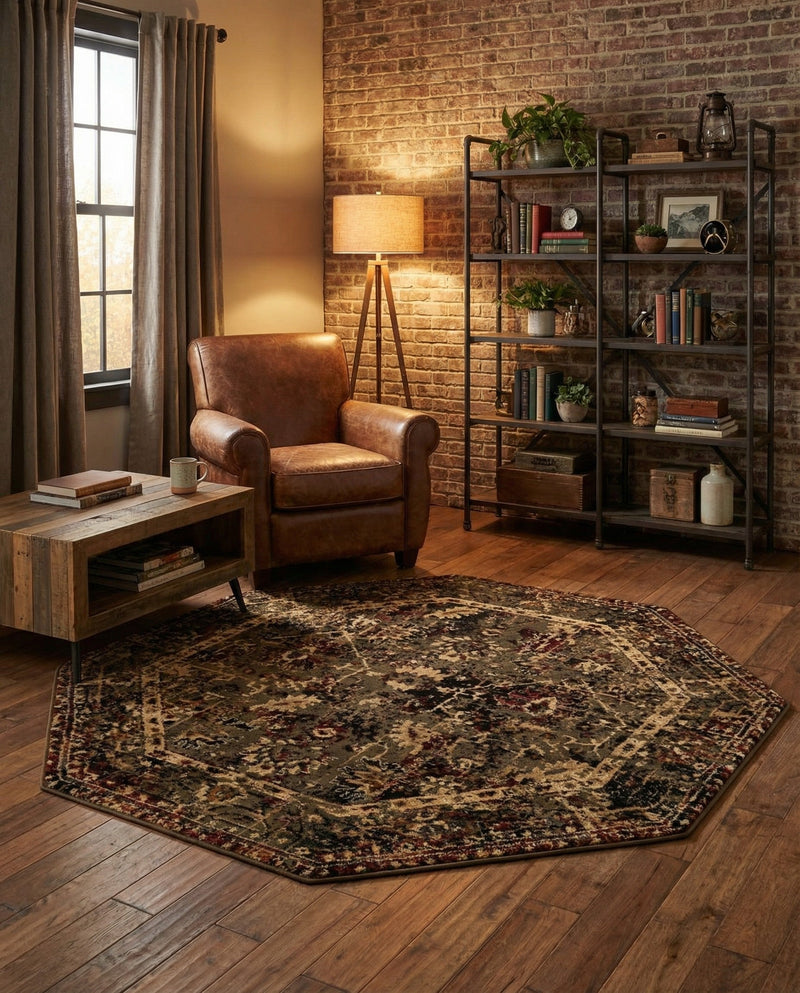 Neptune Elegance Collection Area Rug -  Galatea (Green) Octagon Green  lifestyle 68