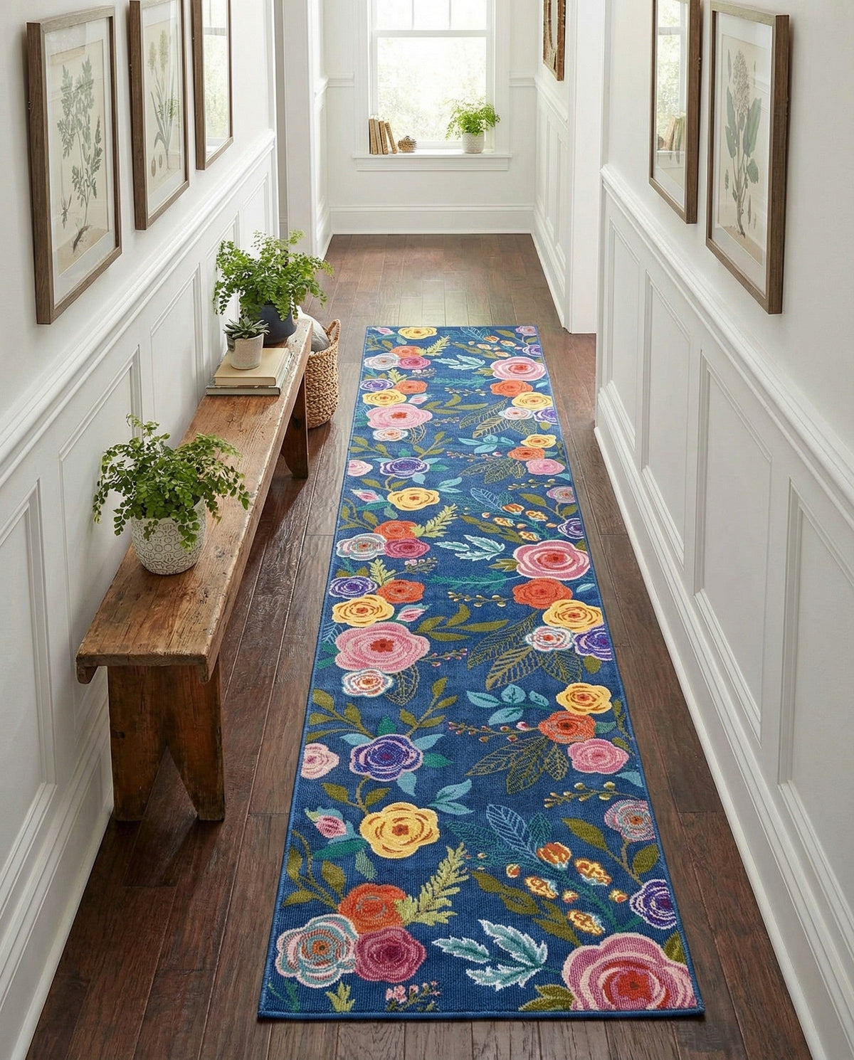 Meadow Breeze Collection Area Rug -  Petal Runner Blue  lifestyle 144