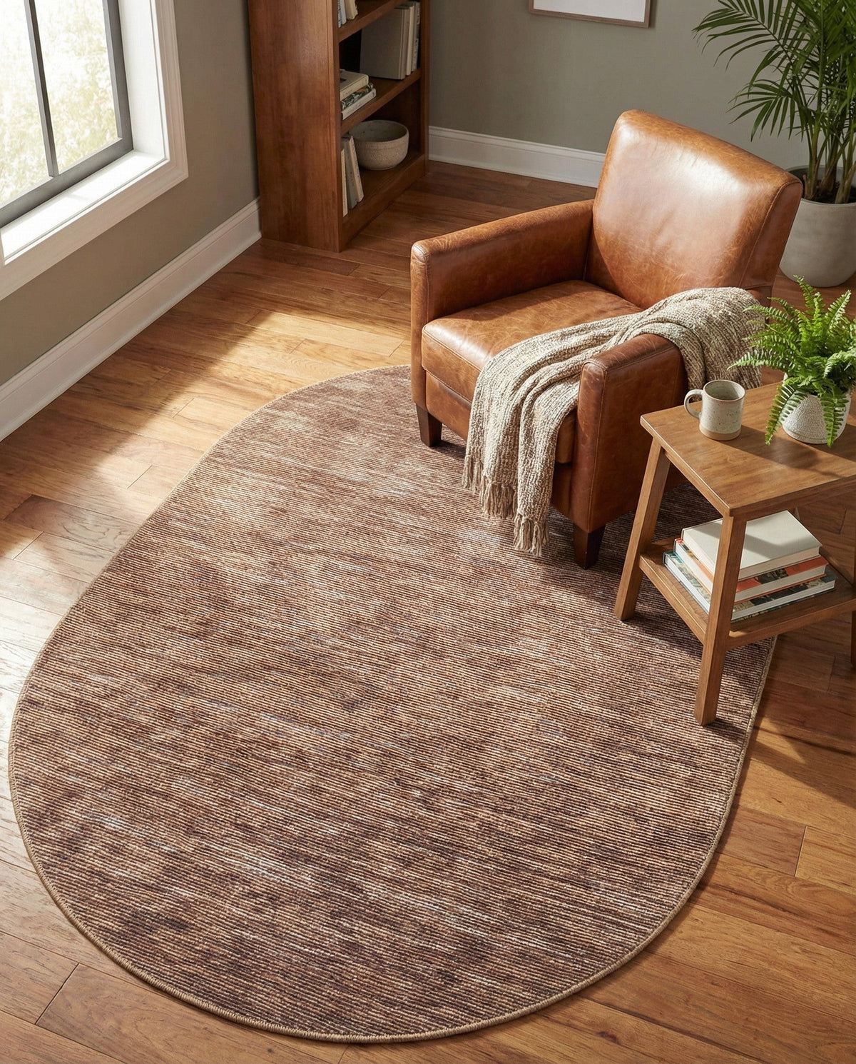 Sahara Essence Collection Area Rug - Oasis (Brown) Oval Brown  lifestyle 82