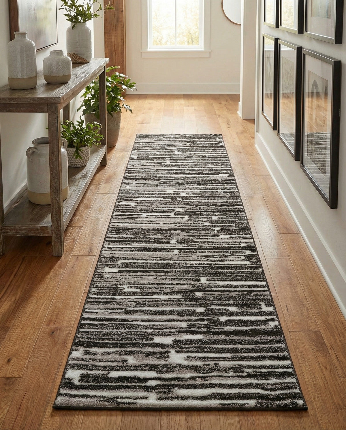 Sienna Collection Area Rug -  Rome Runner Black and Ivory  lifestyle 111