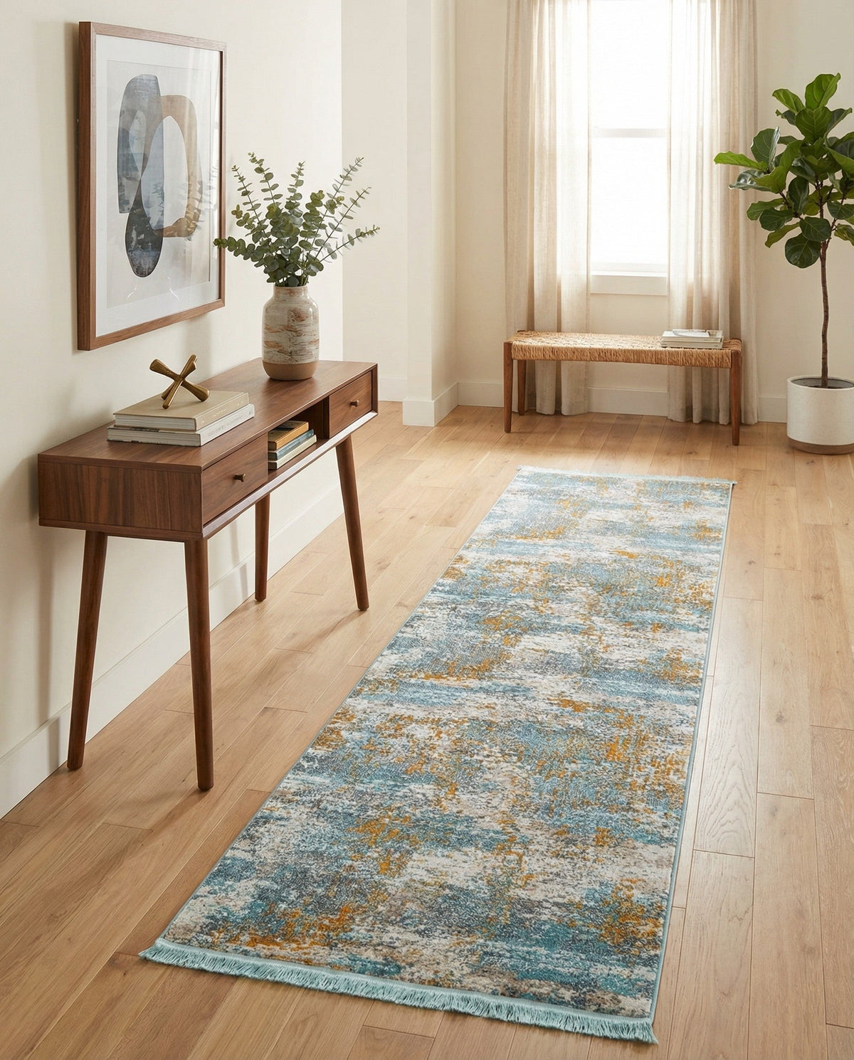 Arcadia Rugs Collection Area Rug -  Nirvana Runner Cream Blue  lifestyle 82