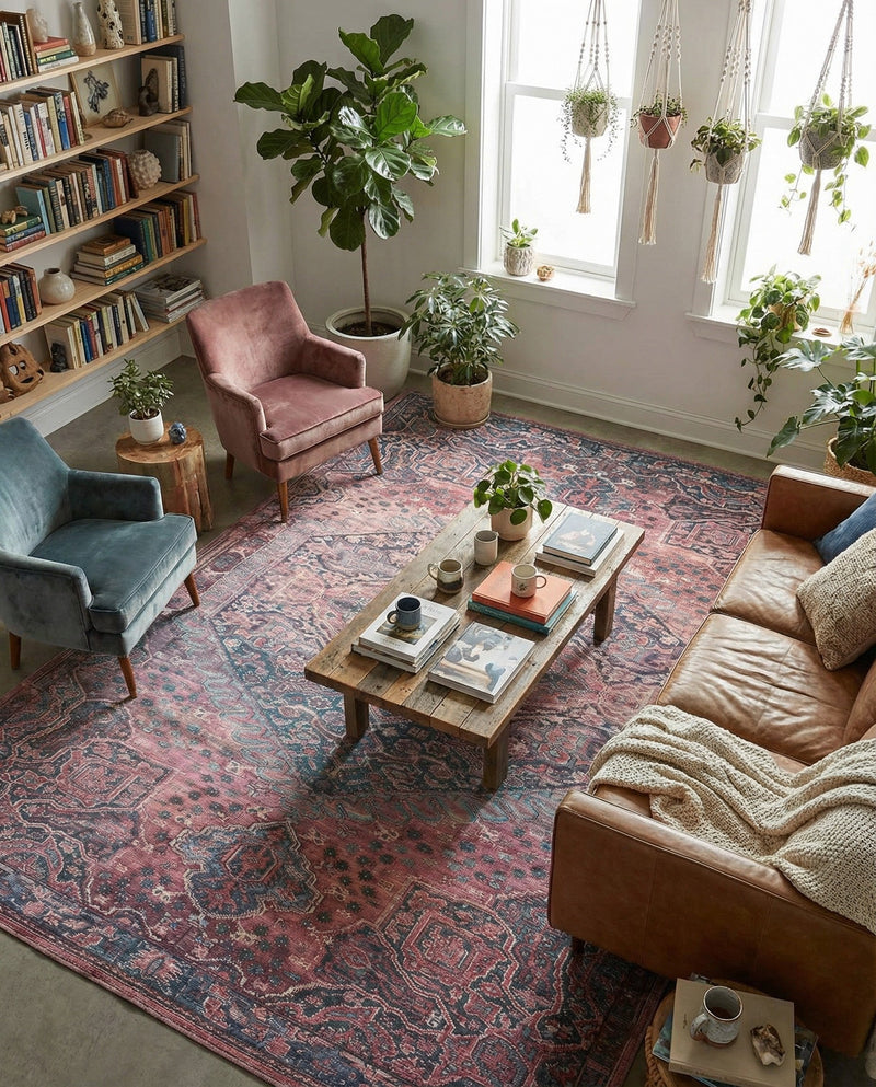 Zahara Oasis Collection Area Rug -  Agadir Rectangle Antique Rust Red  lifestyle 11