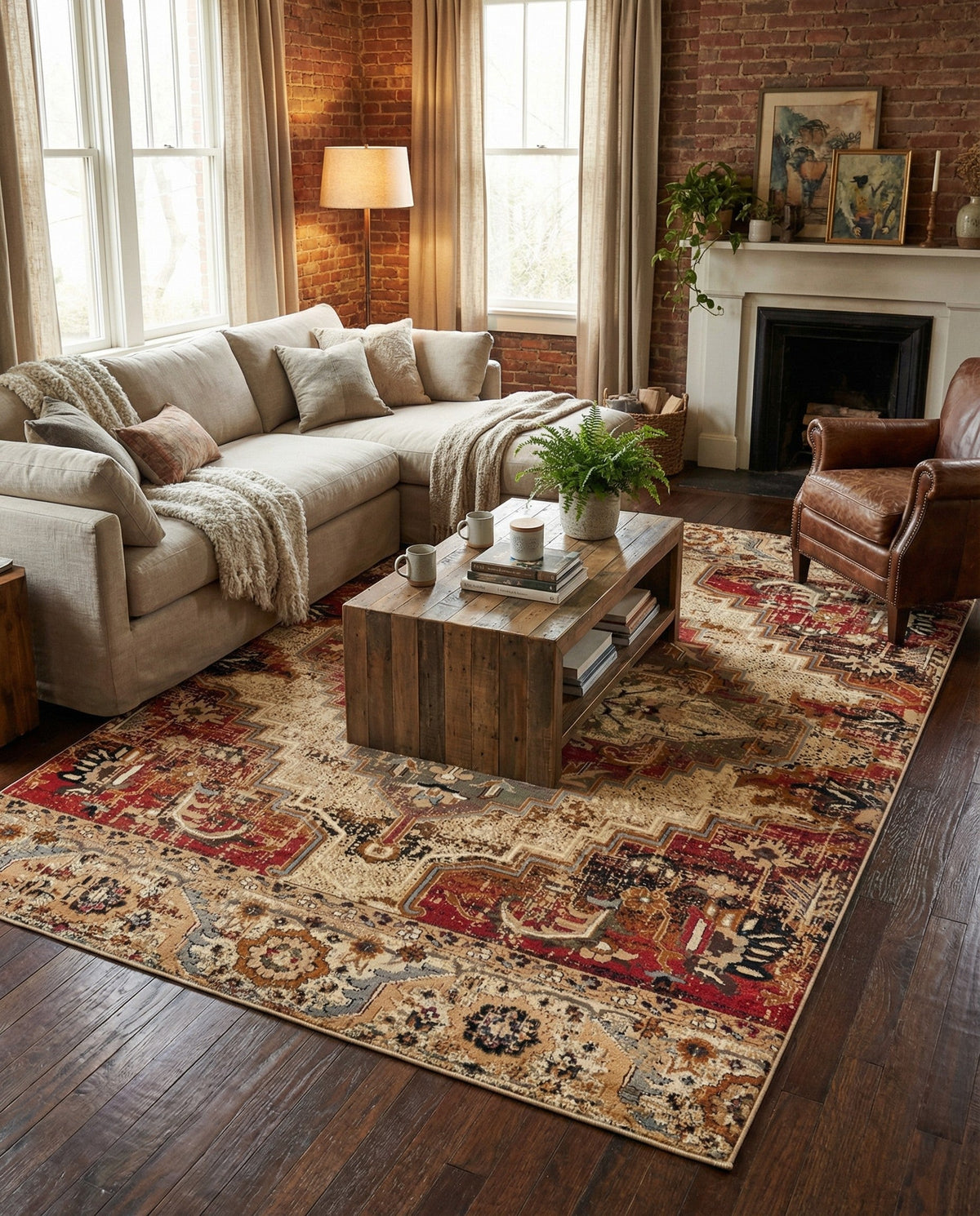 Neptune Elegance Collection Area Rug -  Naiad Rectangle Burgundy Beige  lifestyle 14
