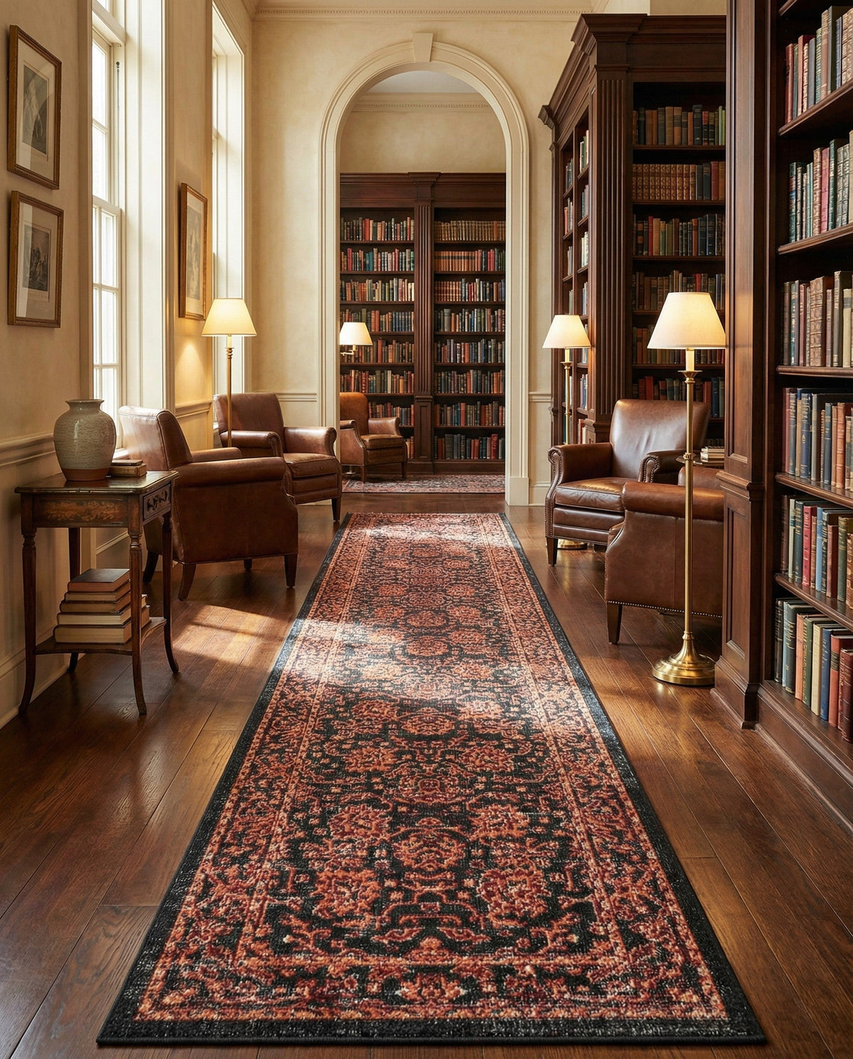 Geneva Terrace Collection Area Rug -  Lausanne Runner Black  lifestyle 175