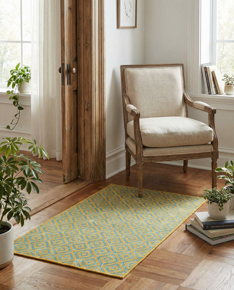 Urban Oasis Rugs Collection Area Rug -  Rooftop (Yellow and Aqua) Rectangle Yellow and Aqua  lifestyle 26