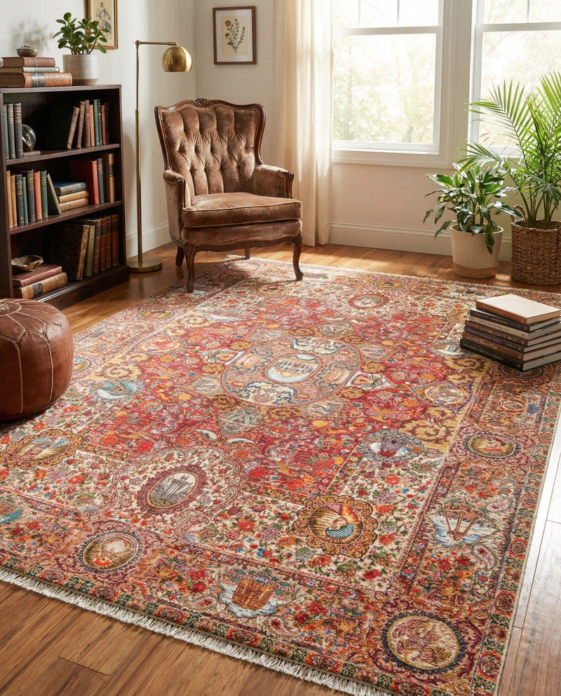 Bazaar Chic Collection Area Rug -  Khouribga Rectangle Rust Red  lifestyle 10
