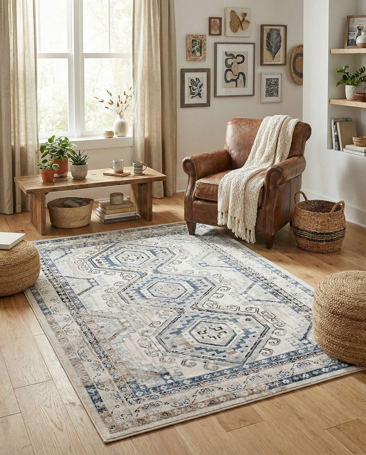Savannah Elegance Collection Area Rug -  Tybee (Gray Blue) Rectangle Gray Blue  lifestyle 10